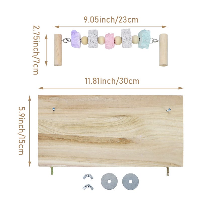 Litewoo Hamster Wooden Stand Platform Mineral Stone Sticks Molar Toy Small Animal Springboard Chew Toy Bird Trim Beak Bite Toys for Guinea Pig Chinchilla Rat Gerbil Parakeet Cockatiel Lovebird Conure - Image 2